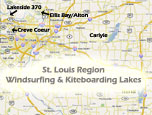 Saint Louis area map showing windsurf and kiteboard locations